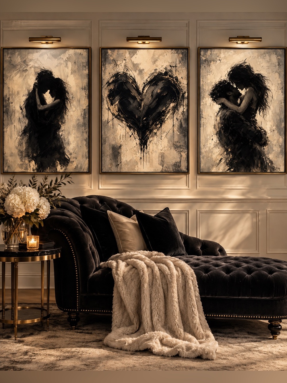 Heart & Love Romantic Couple Abstract Wall Art Set of 3 | The Art of Us™
